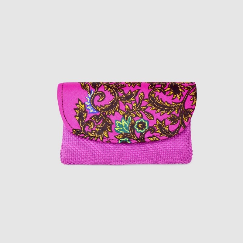 Small Fuschia Jute Kitenge Fabric Clutch