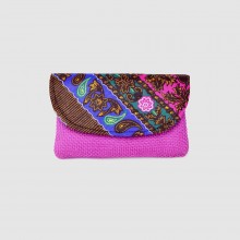 Small Fuschia Jute Kitenge Fabric Clutch