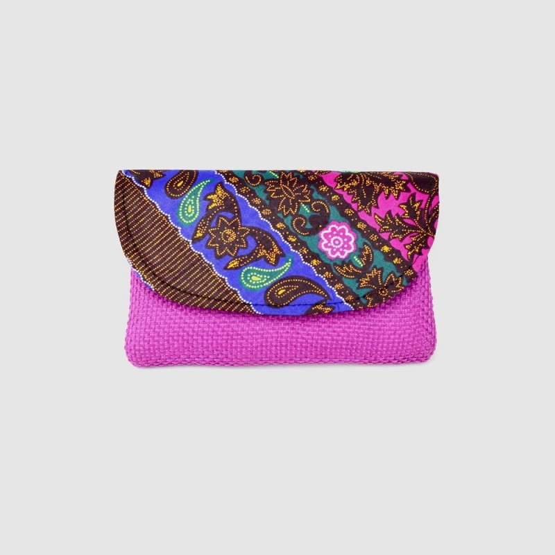 Small Fuschia Jute Kitenge Fabric Clutch