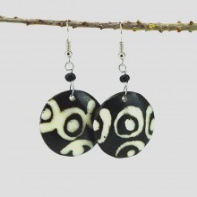 Round Mud Cloth Print Batik Earrings 374-113