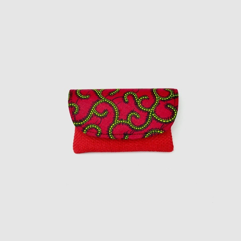 Small Red Jute Kitenge Fabric Clutch