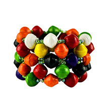 Recycled Multi-Color Paper Bead Elastic Bracelet