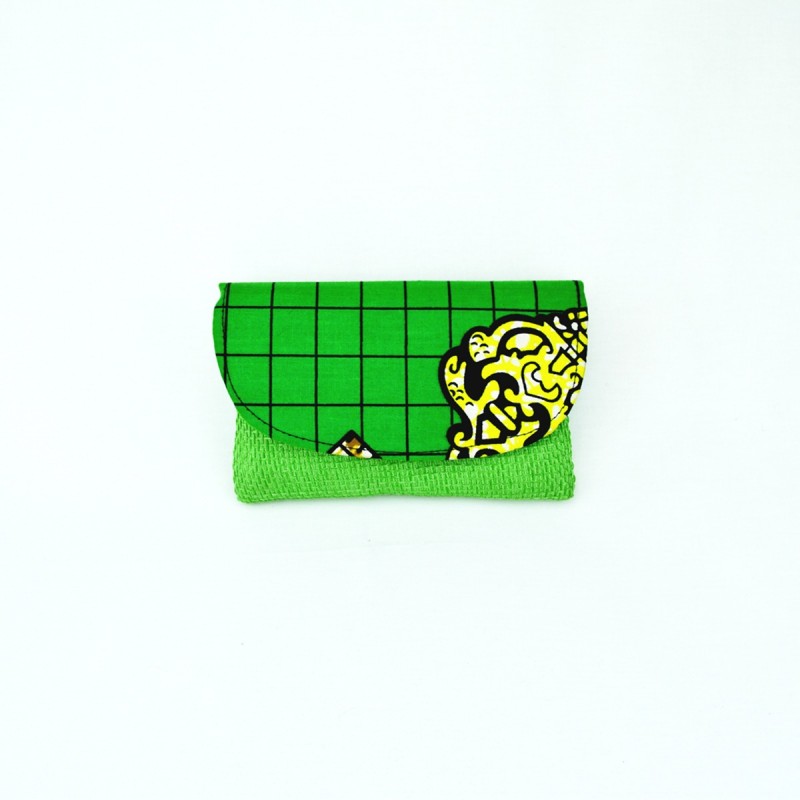 Small Light Green Jute Kitenge Fabric Clutch