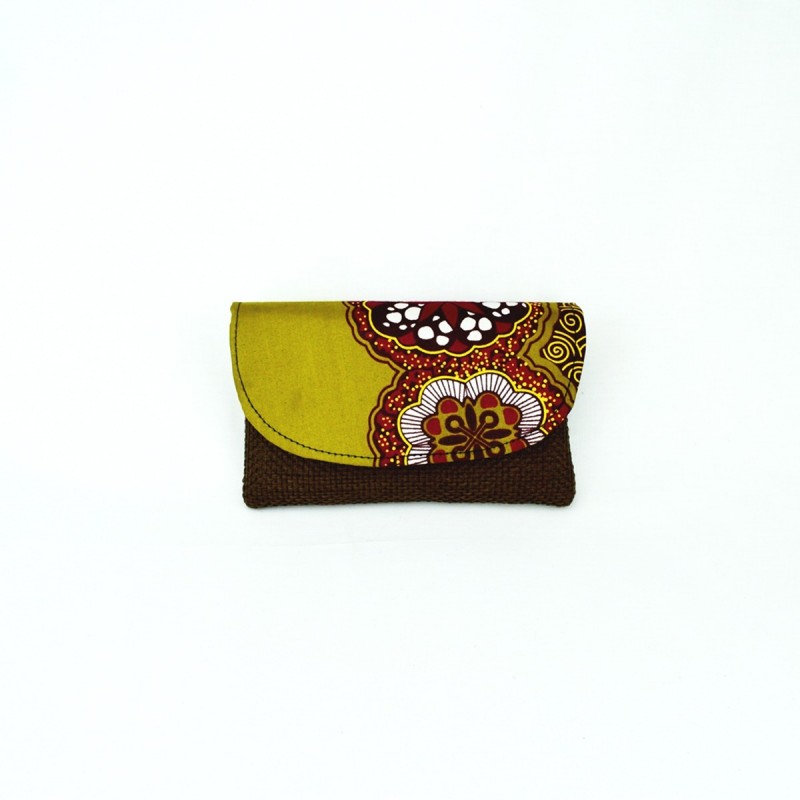 Small Dark Brown Jute Kitenge Fabric Clutch