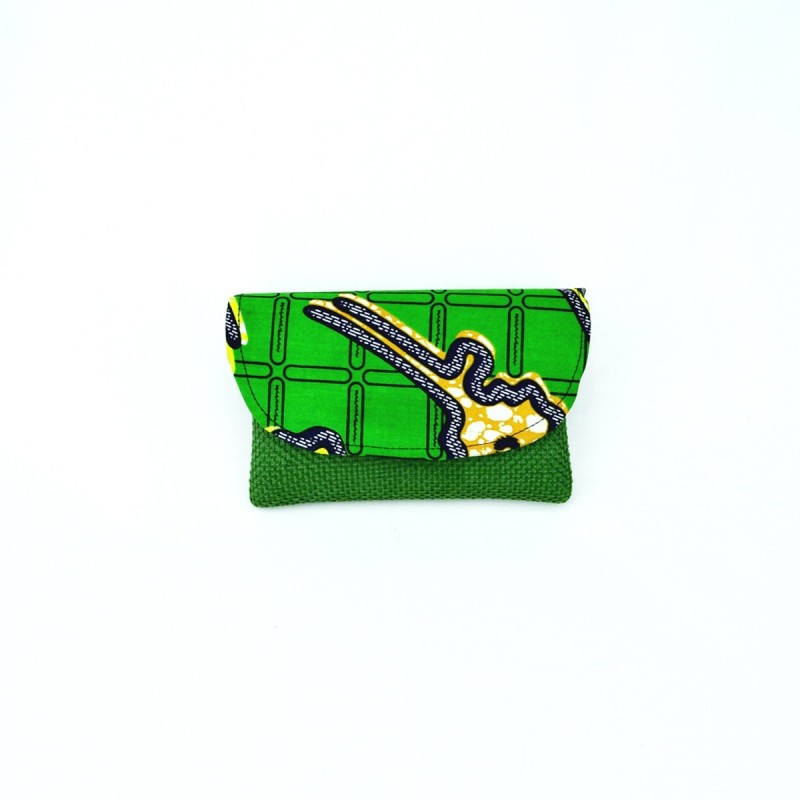 Small Dark Green Jute Kitenge Fabric Clutch