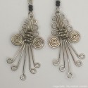 Silver Wire Maasai Bead Square Spiral Earrings