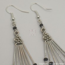Silver Wire Maasai Bead Fan Earrings