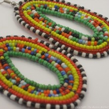 Maasai Multi Color Tear Drop Earrings Green