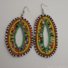 Maasai Multi Color Tear Drop Earrings Green