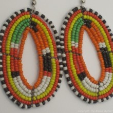 Maasai Tear Drop Earrings Orange