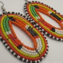 Maasai Tear Drop Earrings Orange