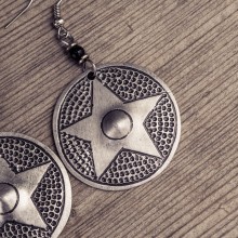 Recycled Aluminium Round Star Earrings