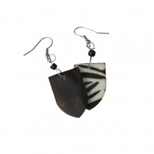 Cow Bone Maasai Shield Zebra Print Earrings