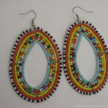 Maasai Multi Color Tear Drop Earrings Blue