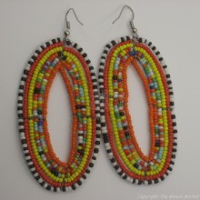 Maasai Multi Color Tear Drop Earrings Orange