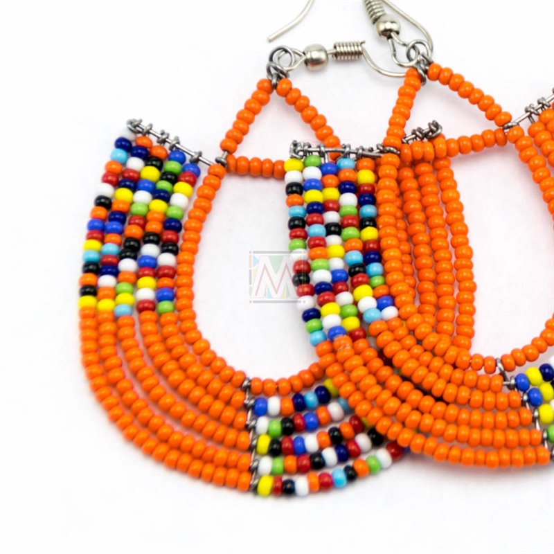 Maasai Glass Beads Multi Color Earrings MM-651-83