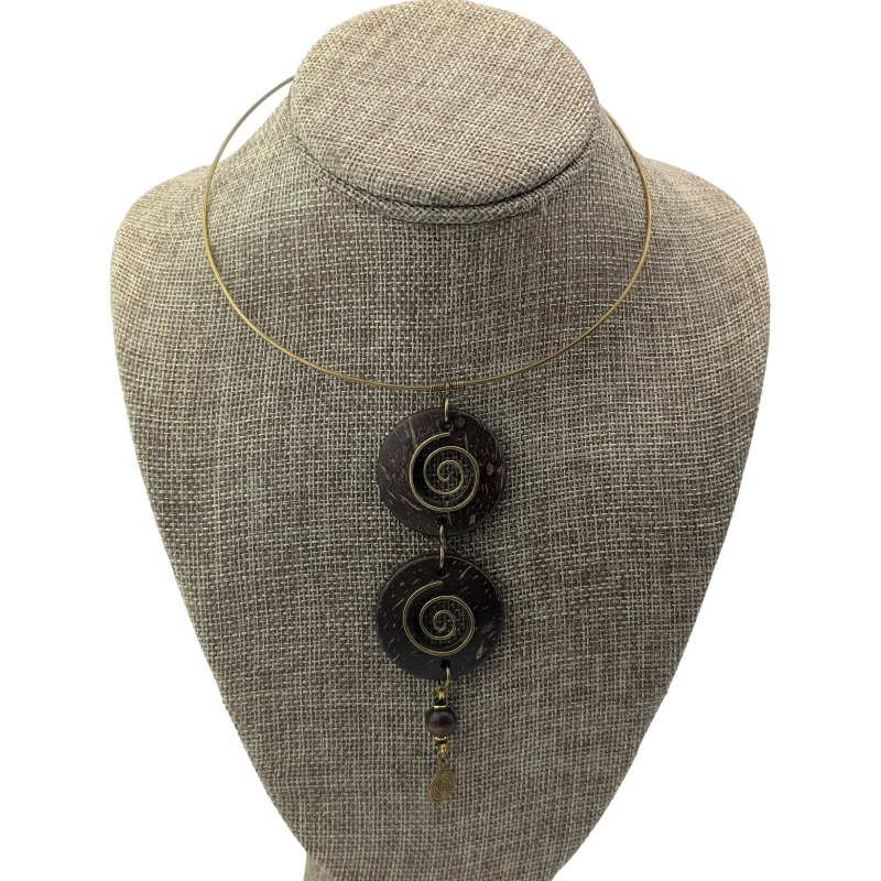 Mtende Tiered Coconut Shell Pendant Necklace
