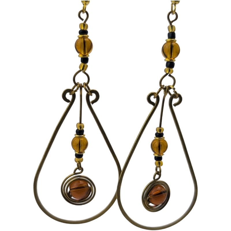 Ujasiri Brass Tear Drop Wire Earrings