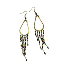 Brass Maasai Beads Rasta Earrings 124-26