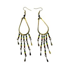 Brass Maasai Beads Rasta Earrings 124-26