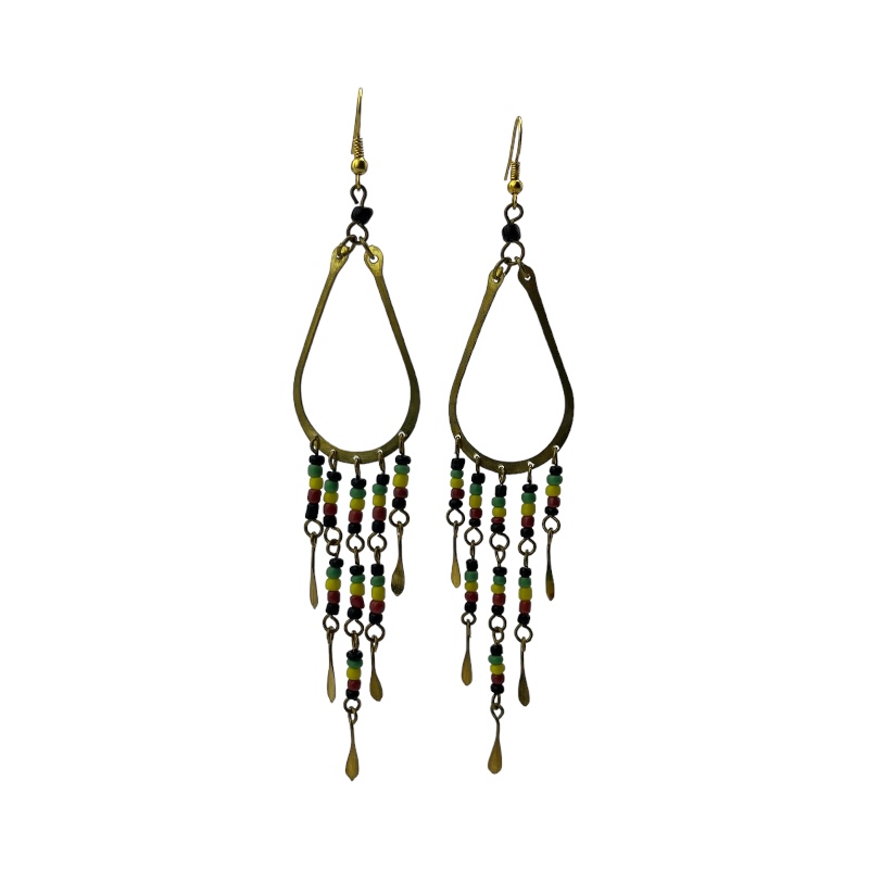 Brass Maasai Beads Rasta Earrings 124-26