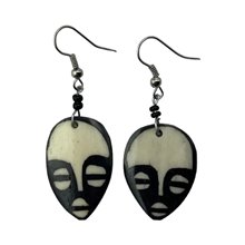 Small Ethnic Tribal Mask Bone Maasai Earrings