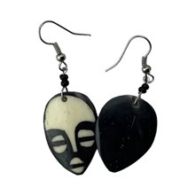 Small Ethnic Tribal Mask Bone Maasai Earrings