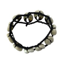 Maasai Cowrie Shells Elastic Bracelet (Black/ White)