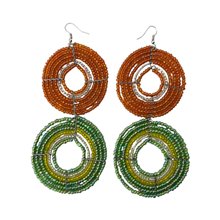 Large  Maasai Bead Earrings Orange/Green