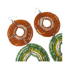 Large  Maasai Bead Earrings Orange/Green