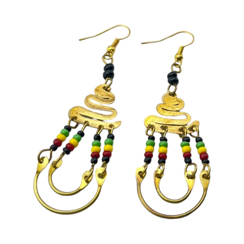 Brass Maasai Beads Rasta Earrings