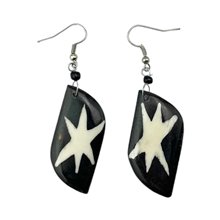 Batik Star Print Cow Bone Masai Earrings 713-87