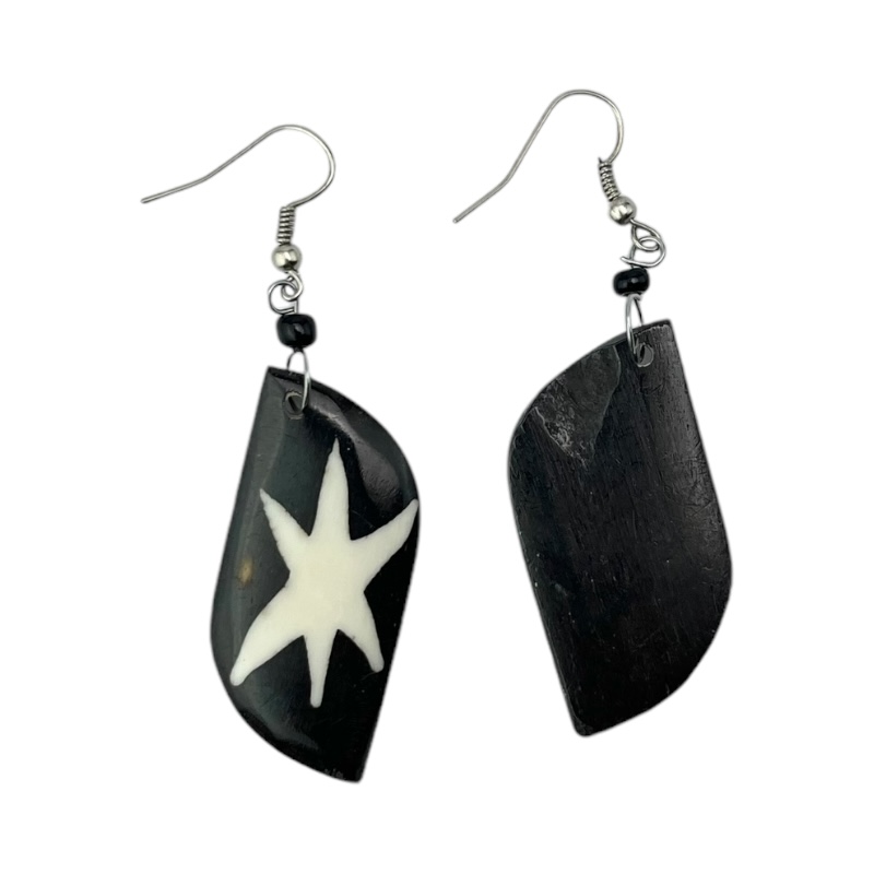 Batik Star Print Cow Bone Masai Earrings 713-87