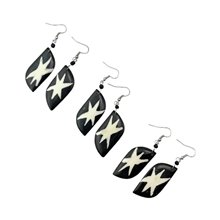 Batik Star Print Cow Bone Masai Earrings 713-87