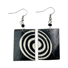 Batik Print Circles Cow Bone Maasai Earrings 712-87