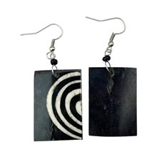 Batik Print Circles Cow Bone Maasai Earrings 712-87