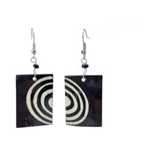 Batik Print Circles Cow Bone Maasai Earrings 712-87