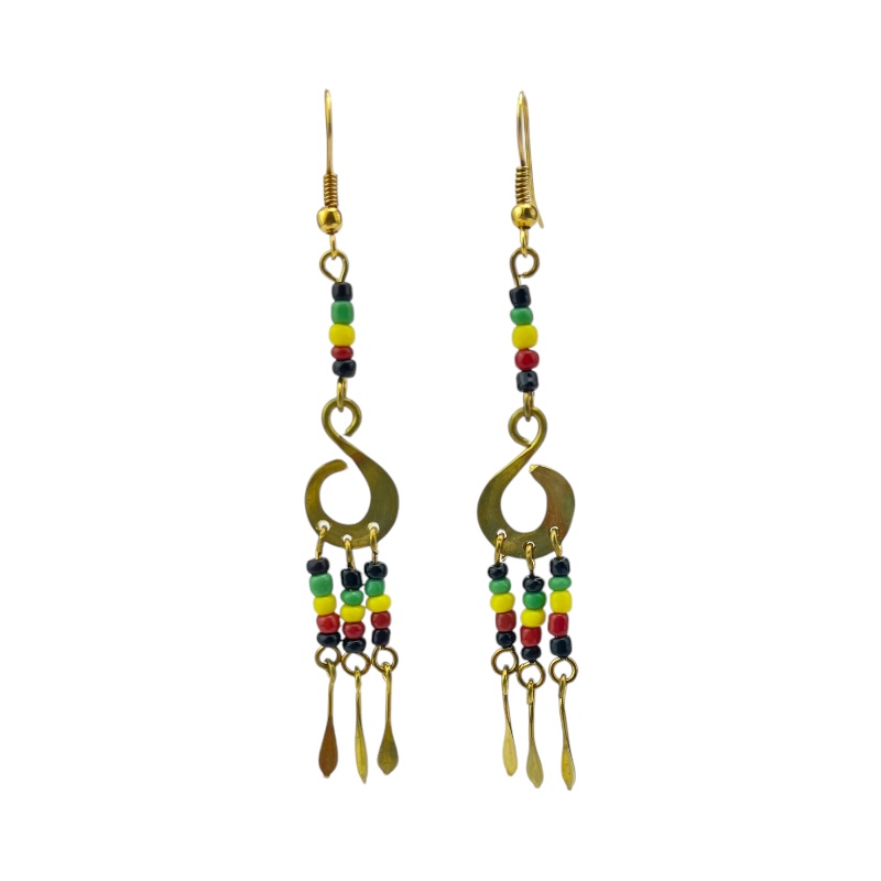 Brass Maasai Beads Rasta Earrings 168-26