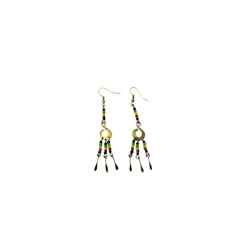 Brass Maasai Beads Rasta Earrings 168-26