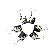 Batik Print Cow Bone Masai Earrings 714-87