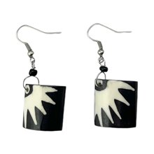 Batik Print Cow Bone Masai Earrings 714-87