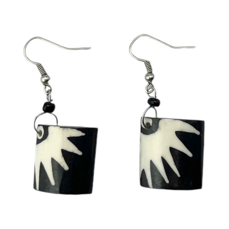 Batik Print Cow Bone Masai Earrings 714-87