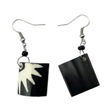 Batik Print Cow Bone Masai Earrings 714-87