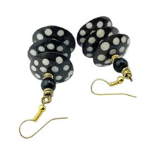 Batik Print Bone Disk Bead Earrings 169