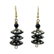 Batik Print Bone Disk Bead Earrings 169