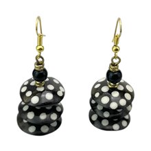 Batik Print Bone Disk Bead Earrings 169