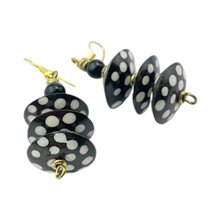 Batik Print Bone Disk Bead Earrings 169