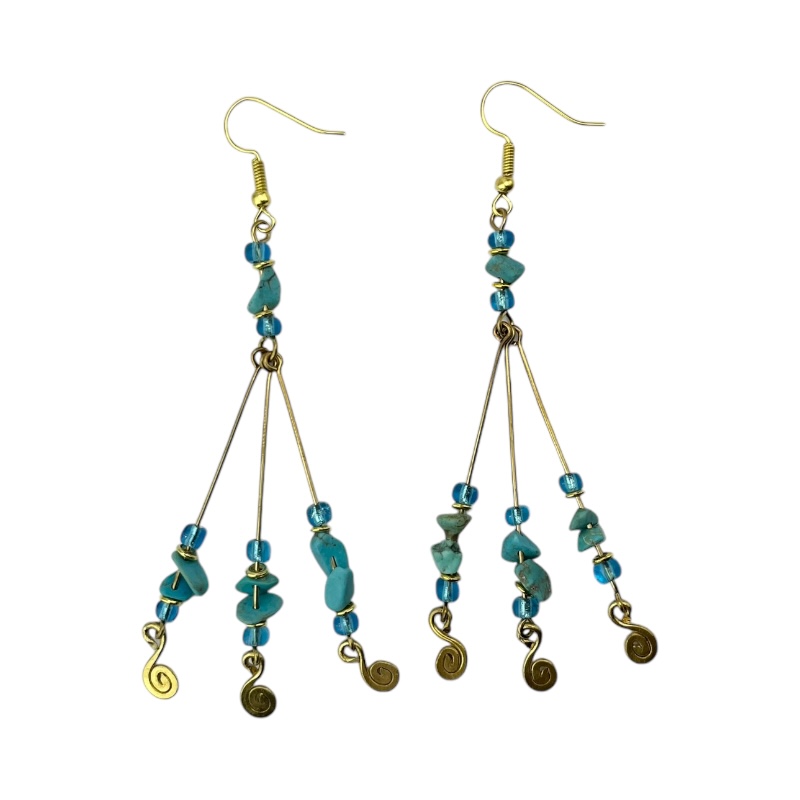 Brass Wire With Stones Earrings