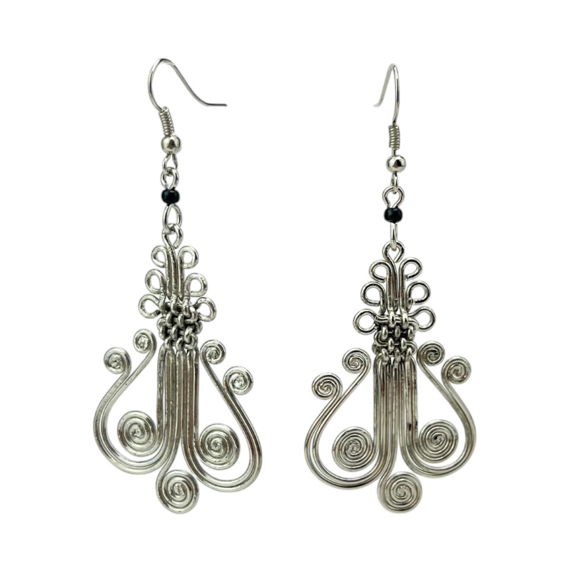 Silver Maasai Bead Spiral Weave Earring