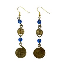 Raindrop Brass Earrings - Blue